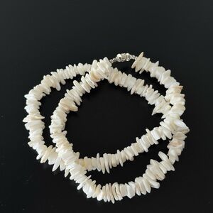 Freshwater White Puka Shell Beach Chip Necklace for Women